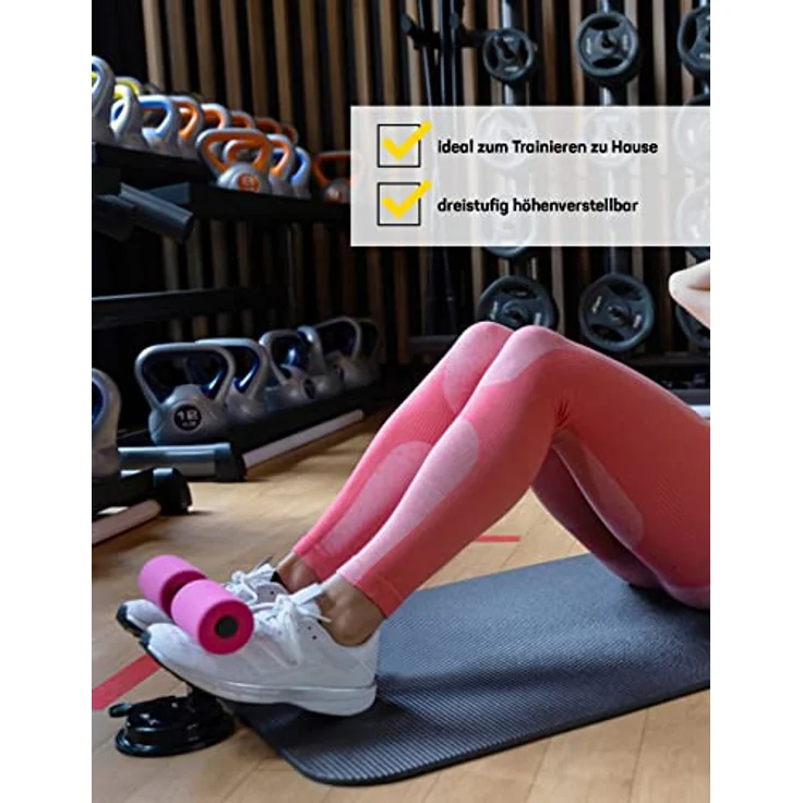 JELEX Bauchtrainer 6Pack Sit-Up Assistent Trainer mit höhenverstellbarem Griff, PVC Material, blau – Bild 6