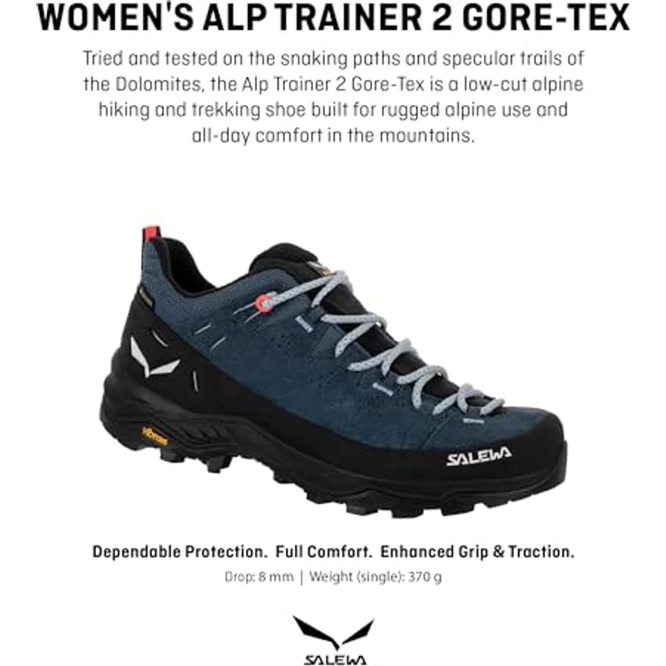 Salewa Alp Trainer 2 Gore-Tex, Damen Wanderschuhe mit Vibram® Sohle, Blau, Größe 40 – Bild 3
