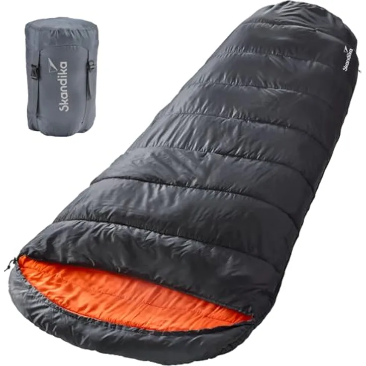 SKANDIKA Mumienschlafsack Vegas, Outdoor, schwarz, wasserabweisend, kombinierbar, bis -12°C, 220x110 cm