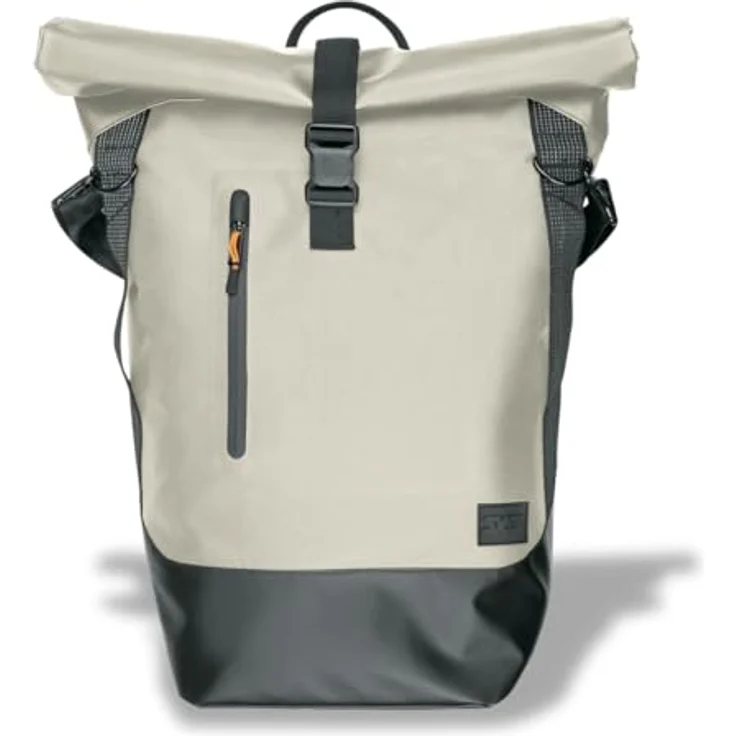 SKS Infinity Urban Sidebag, Gepäckträgertasche mit 20 l Volumen, Sand, Rolltop mit Reißverschluss und Magnetclip – Bild 1