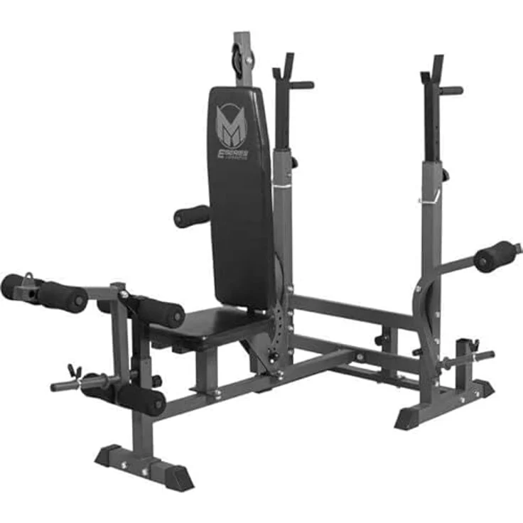 GYRONETICS® Multifunktion Hantelbank - mit Langhantel-Ablage, Curlpult und Butterfly, Dip-Station, Beincurler, Verstellbar, 165x139x128 cm, Stahl - Trainingsbank, Kraftstation, Bankdrücken, Schrägbank, Schwarz – Bild 2
