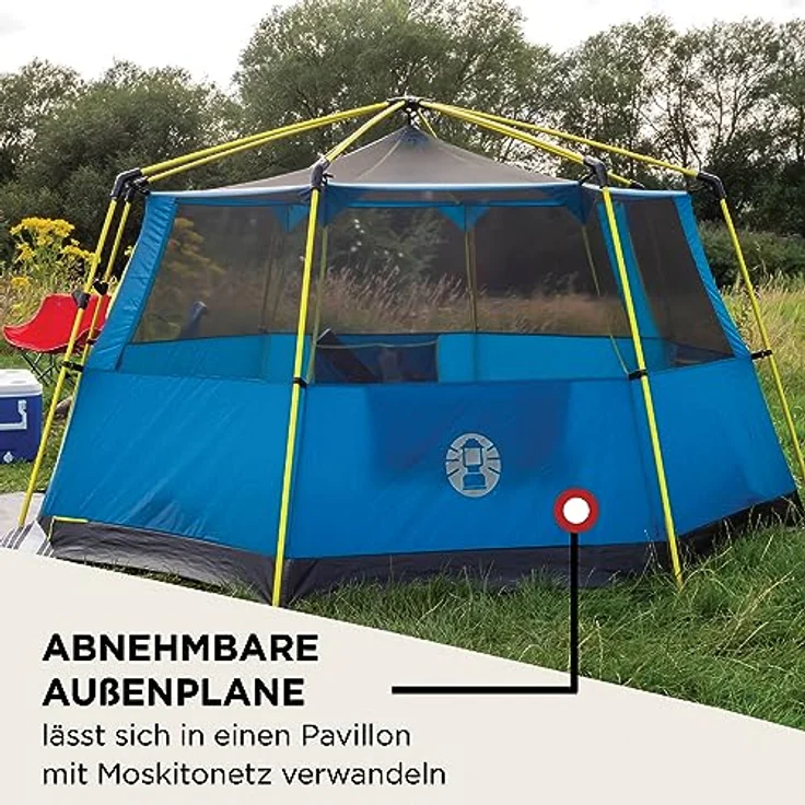 Coleman Unisex, 3 Personen Festivalzelt, Kuppelzelt, 3 Mann Campingzelt wasserdicht mit eingenähter Bodenplane, Blau – Bild 5