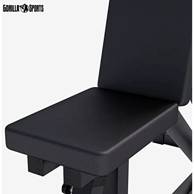 GORILLA SPORTS® Hantelbank - Rückenlehne 7-Fach, Sitz 4-Fach Verstellbar, bis 200 kg Belastbar, Schwarz/Weiß - Trainingsbank, Negativbank, Schrägbank, Fitnessbank, Bench, Flachbank, Fitness, Zuhause – Bild 5