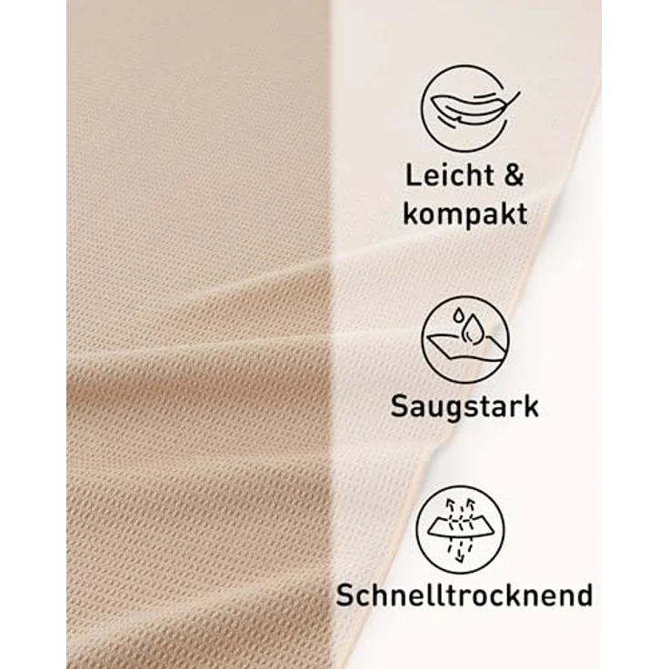 Fit-Flip Yoga Handtuch, rutschfest mit Noppen, schnelltrocknend aus Mikrofaser, hygienische Auflage für Yogamatte, 185 x 63 cm – Cream – Bild 4