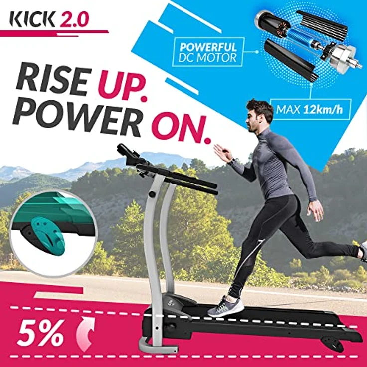 Bluefin Fitness Kick 2.0 Innovatives High-Speed Laufband, Klappbar | Kinomap App | Live Video Streaming | Video Coaching & Training | Leise | 12 Km/h + 18% Steigung | Gelenkschutz | HRC Sensoren – Bild 3