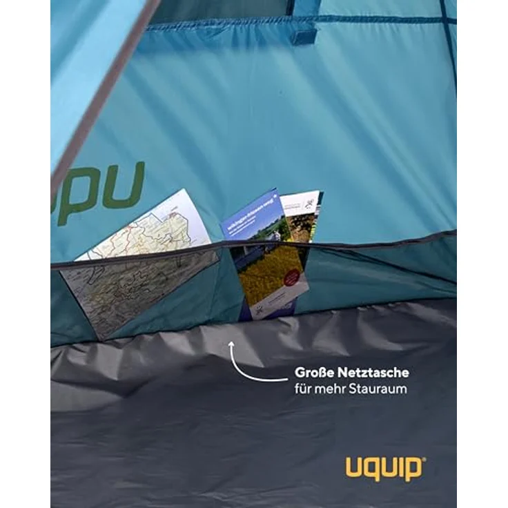 Uquip Speedy Strandzelt & Strandmuschel, 2.50 kg, Grau-Blau, innovatives Schnellaufbausystem, 115 cm Höhe, robustes Polyester – Bild 8