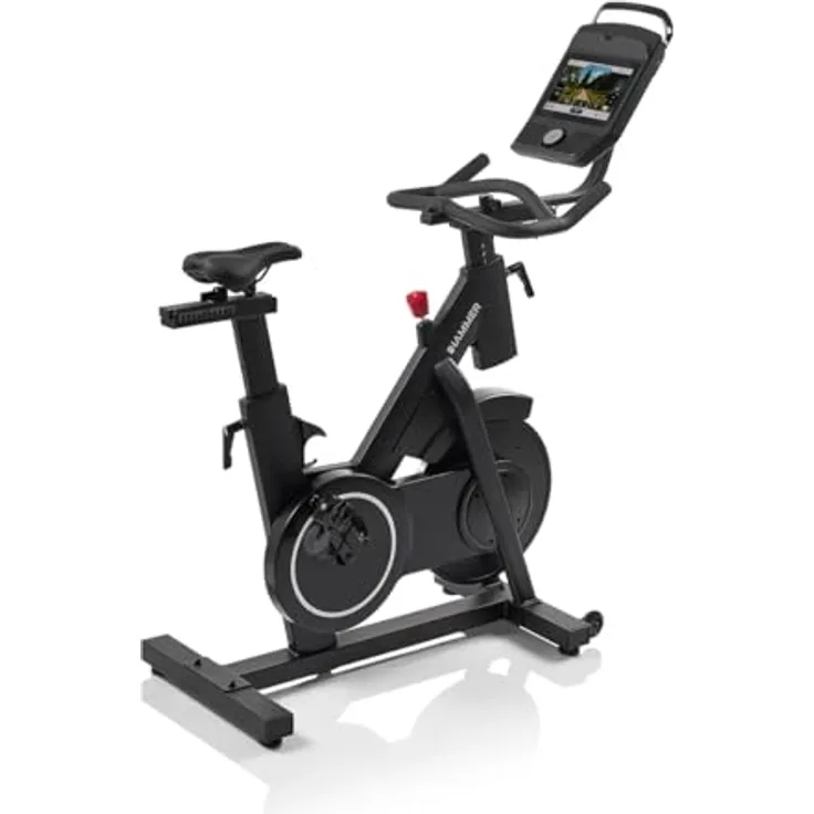 HAMMER Speedbike Speed Race SR, Indoor Cycle mit 20 kg Schwungmasse, 10,1 Zoll TFT-Display, Bluetooth-Anbindung, kompatibel mit Kinomap und Zwift