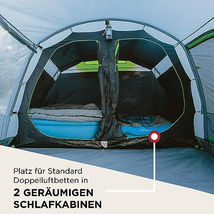 Coleman Zelt Vail 4/6, Camping-Zelt 4/6 Personen, wasserdicht WS 4.000mm, mit extra großen Schlafkabinen, Vorraum und leichtem Aufbau – Bild 4