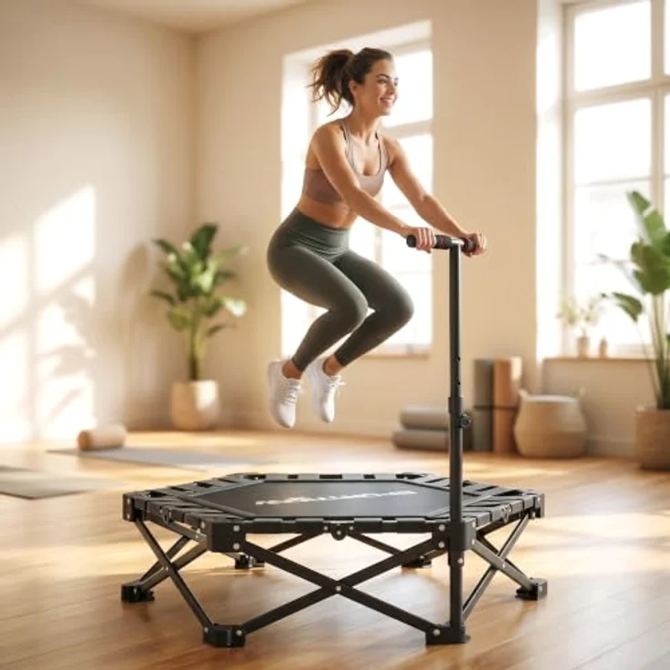 SPORTNOW Fitnesstrampolin Mini Trampolin, leises Trampolin mit Schnellfaltmechanismus, Ø 104 cm, 120 kg Belastbarkeit, für Indoor und Outdoor – Bild 9