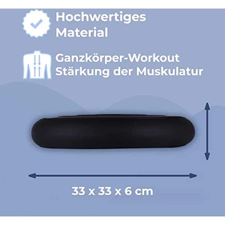 EVEREST FITNESS Balance Kissen - Luftkissen mit 33 cm Durchmesser - Ballsitzkissen zur Stärkung der Balance - Orthopädisches Sitzkissen zur Linderung von Rückenschmerzen, Balance Pad - Schwarz – Bild 5