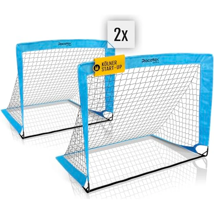 Racetex 2er Fußballtor Kinder Set, verstärkte Glasfaserstangen, transportable Tragetasche, ideal für Garten und Park – Bild 1