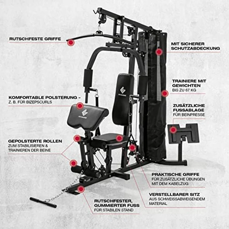 FitEngine Kraftstation | Multifunktions-Homegym für den ganzen Körper | Bis zu 67 kg einstellbare Gewichte | Hochwertiges Stahlmaterial – Bild 3