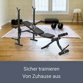 ArtSport ProfiGym 1000 Halterbankset, 3-in-1 halterset met 60 kg gewichten, trainingsbank, inklapbaar, korte halter, curlhalter, krachtstation