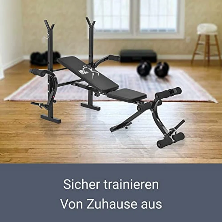 ArtSport Multifunktion Hantelbank ProfiGym1000 klappbar & 4-fach verstellbar - mit Langhantelablage, Beincurler & Butterfly - Trainingsbank Schrägbank Flachbank – Bild 3