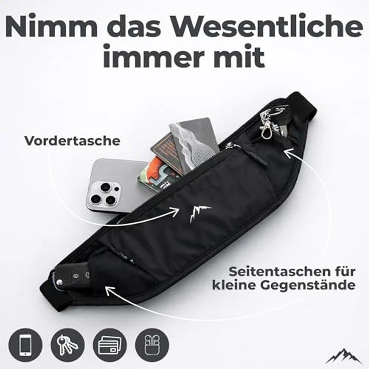 NORDRUN Laufgürtel für Handys, verstellbare und wasserdichte Lauftasche in Schwarz, große Kapazität, geeignet für alle Smartphone-Modelle – Bild 3