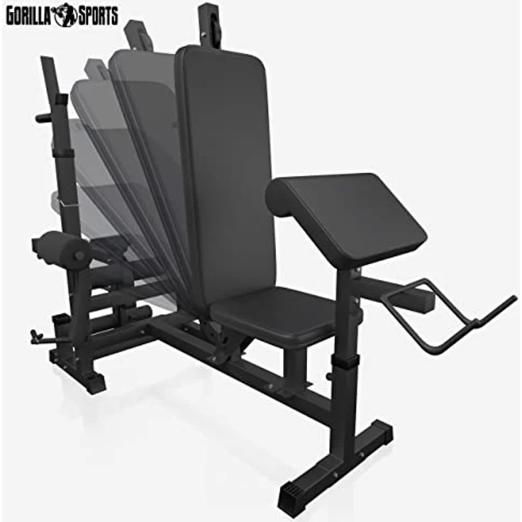 GORILLA SPORTS Kraftstation inkl. Hantelset 100kg, Latzug, Weiß/Schwarz - Multifunktion Hantelbank – Bild 8