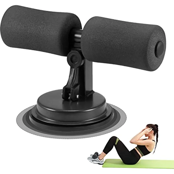 Sit-Up Bar Bauchtrainer, Sport Ab Bauchmuskeltrainer Selbstsaugende Sitzstange Höhen Verstellbarer, Sit-Up Stange Hilfen Assistent mit Saugnäpfen für Hause Büro