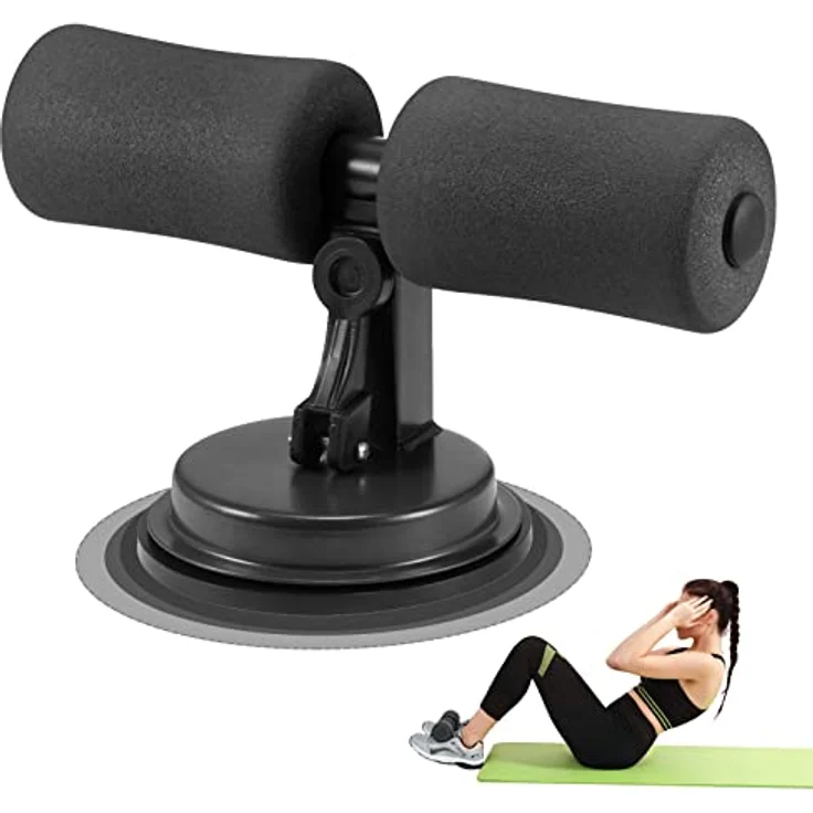 Sit-Up Bar Bauchtrainer, Sport Ab Bauchmuskeltrainer Selbstsaugende Sitzstange Höhen Verstellbarer, Sit-Up Stange Hilfen Assistent mit Saugnäpfen für Hause Büro – Bild 1