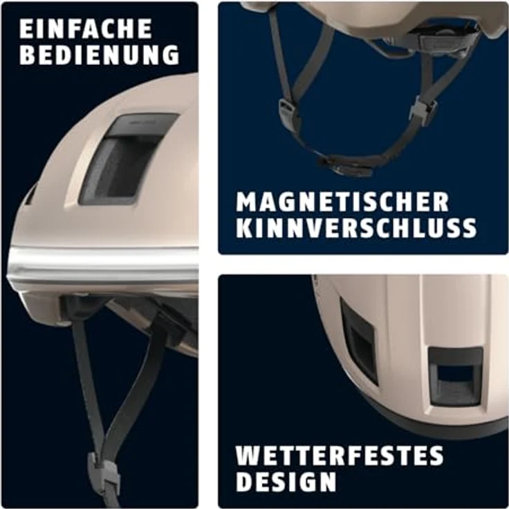 ABUS HYP-E Fahrradhelm mit Frontlicht, Rücklicht und Blinklicht - geeignet für E-Bikes und S-Pedelecs - Größe L, Beige – Bild 3