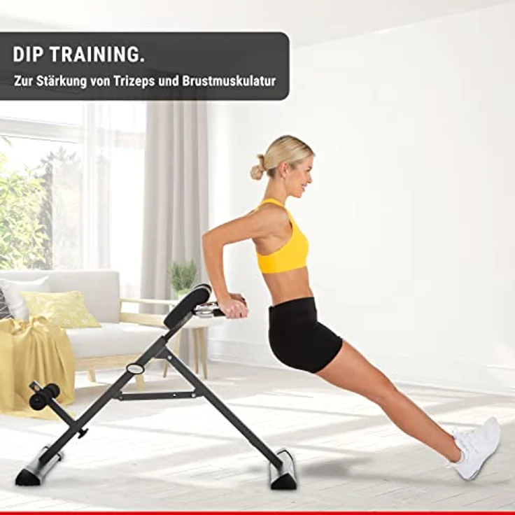 HAMMER Finnlo Bauch-/Rückentrainer Tricon, Hyperextensionsbank für einen gesunden Rücken, Dipstangen für straffe Arme, Training der schrägen Bauchmuskulatur, Stärkung des Rückenstreckers – Bild 5
