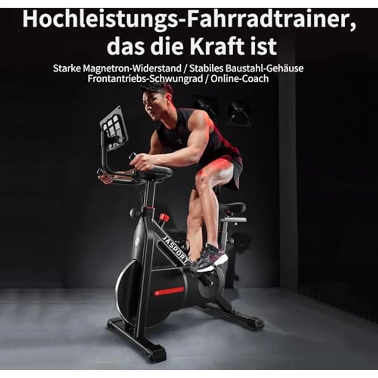 JASPORT C3 Ergometer Heimtrainer Fahrrad, Leises Indoor Fitnessbike mit Magnetischem Widerstand, LCD Display, Kardio Training, Belastbar bis 120 kg, App mit Video-on-Demand-Trainingskursen – Bild 2