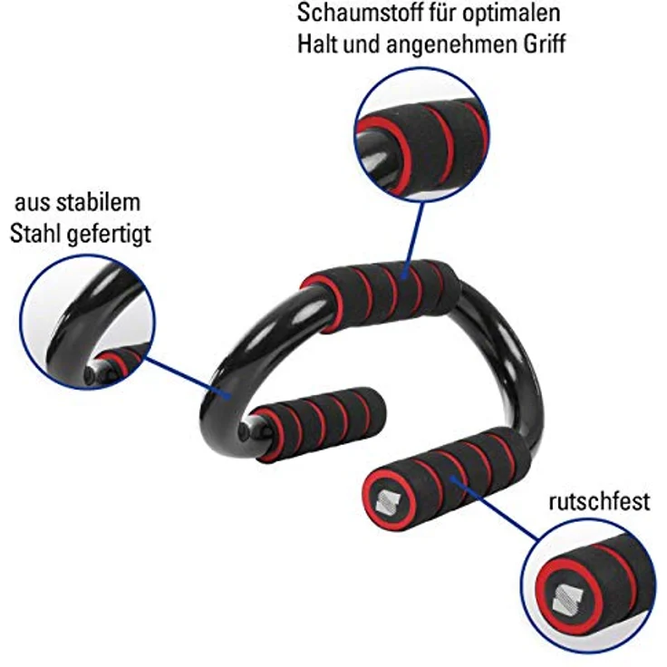 Sport-Tec Push Up Liegestützgriffe, rutschfester Schaumstoffgriff, stabiler Stahl, 360-Grad-Design, Paar – Bild 4