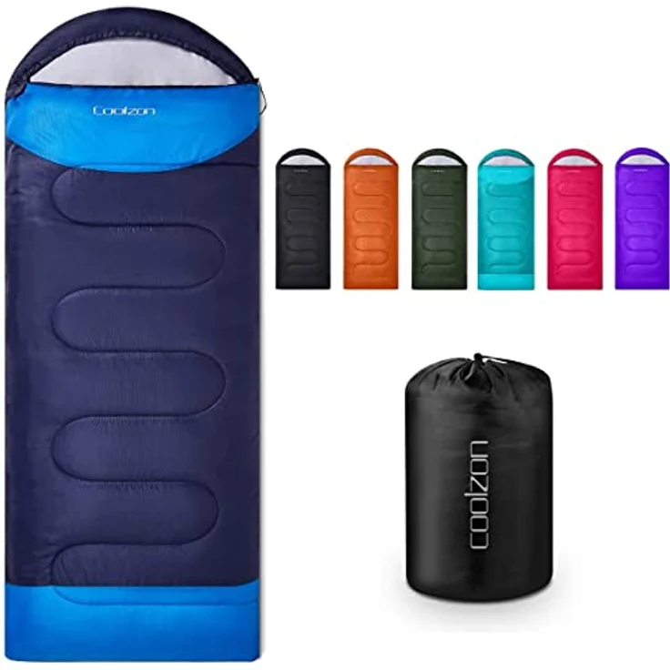 Coolzon Outdoor Schlafsack, 3-4 Jahreszeiten Decke für Erwachsene, ultraleicht mit Kleinem Packmaß, weich und warm, navy – Bild 1