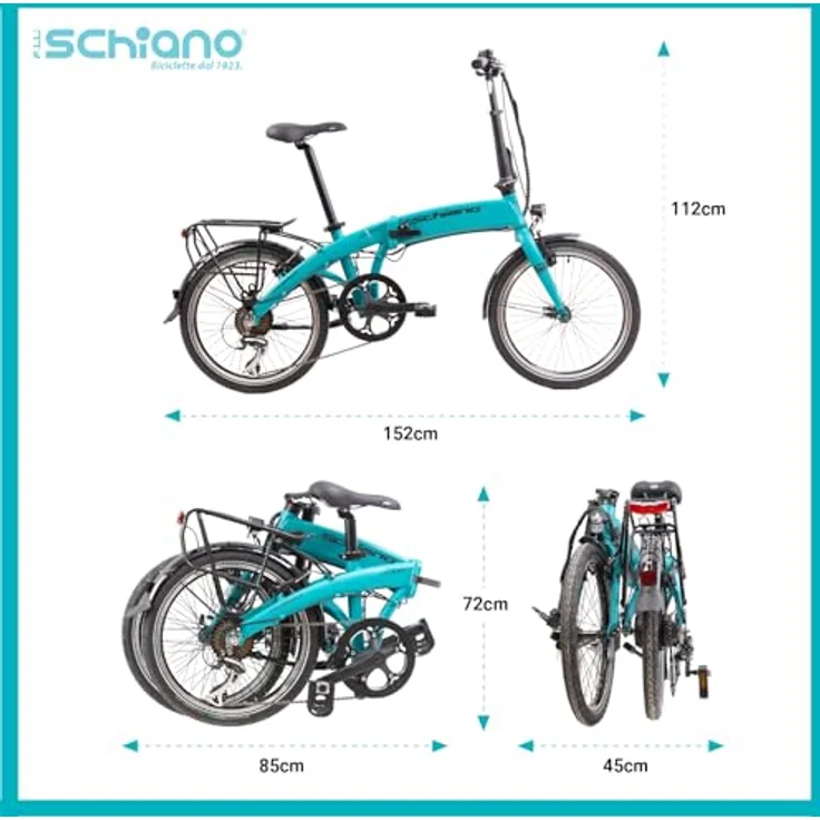F.lli Schiano Galaxy, E-Bike Klappbar 20 Zoll mit 250W Motor, 36V 10.4Ah Akku, bis zu 90 km Reichweite, blau – Bild 4