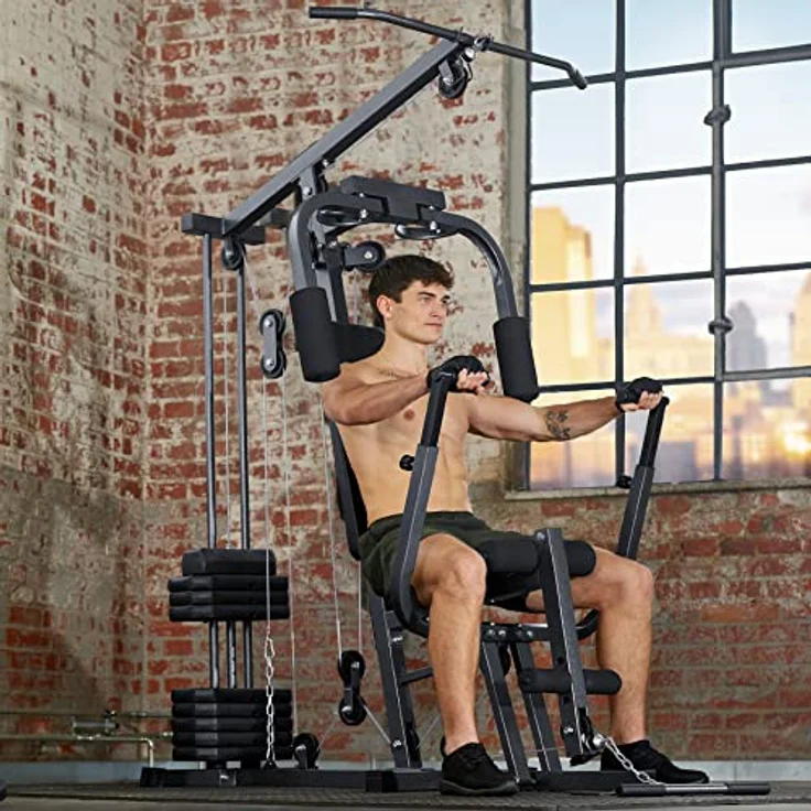 tectake 800546 Kraftstation Fitnessstation Heimtrainer | Butterflymodul | Latzugstange | Beinstreckervorrichtung - Typ 2, No. 402757 – Bild 2