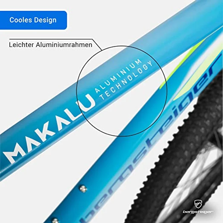 Bergsteiger Makalu 29 Zoll Mountainbike Aluminium, 21 Gang-Schaltung, Scheibenbremse, Hardtail, geeignet ab 160 cm für Jungen und Herren – Bild 4