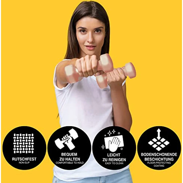 Body & Mind® Hanteln 2er Set Gymnastikhanteln Neopren Dumbbells Kurzhanteln; Effektives Krafttraining mit verschiedenen Gewichten; Fitness Workout für Zuhause – Bild 3