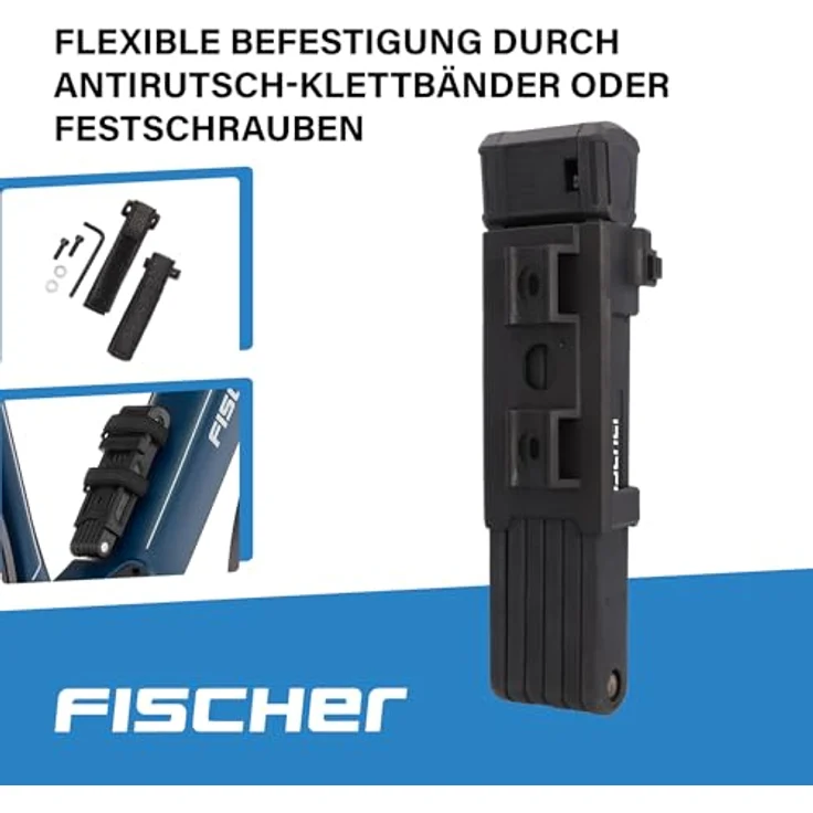 Fischer Fahrrad-Faltschloss PROTEC PLUS+ FK110, Hochsicherheits-Faltschloss mit 3 Schlüsseln (1 beleuchtet), flexibel und kompakt, 110 x 14 cm – Bild 4