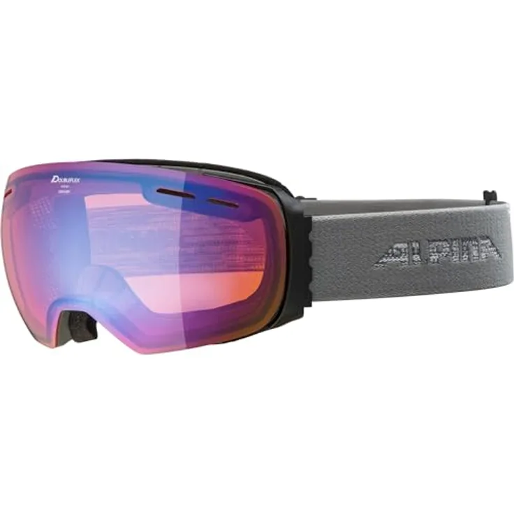 ALPINA GRANBY Q-LITE, verspiegelte Skibrille mit kontrastverstärkender Scheibe und 100% UV-Schutz für Erwachsene, grau, one size