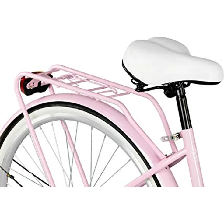 Milordbikes City-Fahrrad, Pink, 46 cm, Metallrahmen, Freizeit- und Sportbike mit Aluminiumfelgen und Trägersystem – Bild 8
