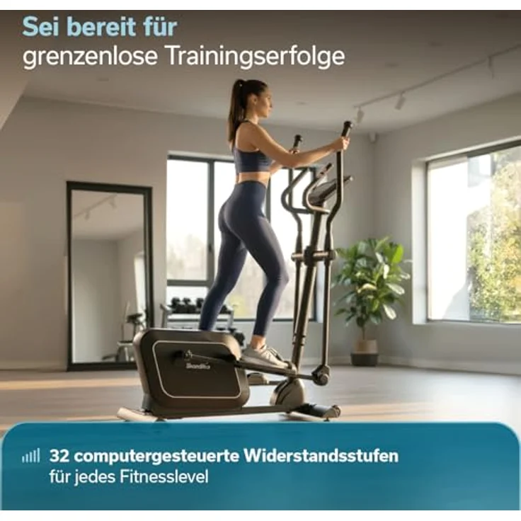 Skandika Fint P8-R Crosstrainer für Zuhause, leise, 32 Stufen, 22 Programme, bis 120 kg, Kinomap App kompatibel, 8 kg Schwungmasse, Ellipsentrainer – Bild 2