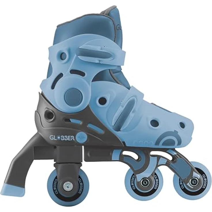GLOBBER Learning Skates 2in1, verstellbare Inline- und Quad-Skates für Kinder Gr. 30-33, ABEC 9, Rollengröße 54x24 mm, blau – Bild 4