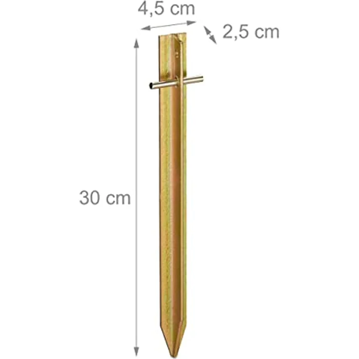 Relaxdays Zeltheringe, 4er Set T-Profil aus Stahl, 30 cm lang, stabil und schlagfest, gold – Bild 4