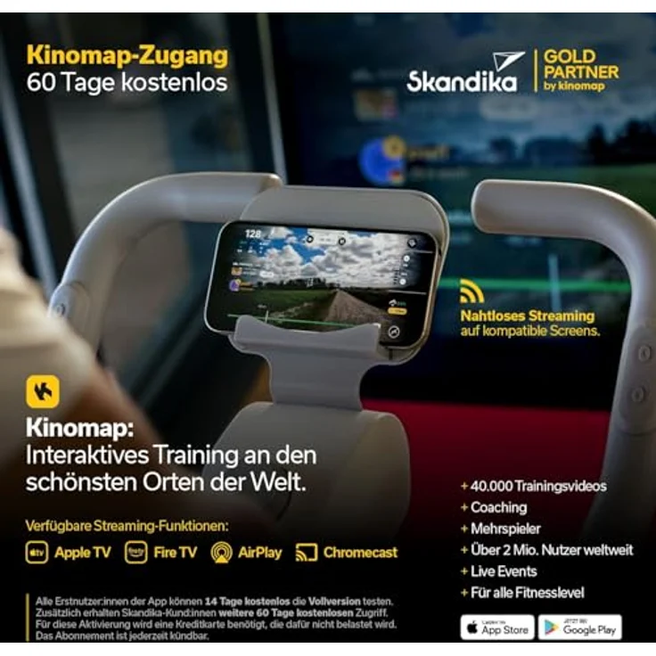 Skandika Ergometer Abisko Weltneuheit | Premium EMS-Widerstand, Smarter Heimtrainer App Steuerung, Automatische Lenker & Satteleinstellung, 36 Widerstandsstufen | Fahrrad Hometrainer für Zuhause – Bild 5