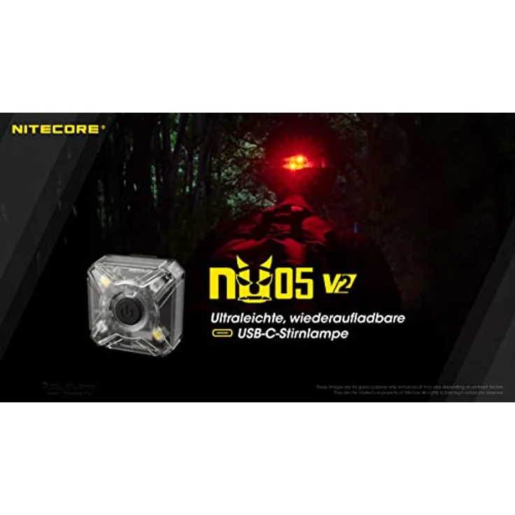 Nitecore NU05 V2 Hoofdlamp Oplaadbaar, Stirnlampe mit 4 Hochleistungs-LED´s, robustem Gehäuse und Li-Ion Akku, wasserdicht nach IP66 – Bild 2