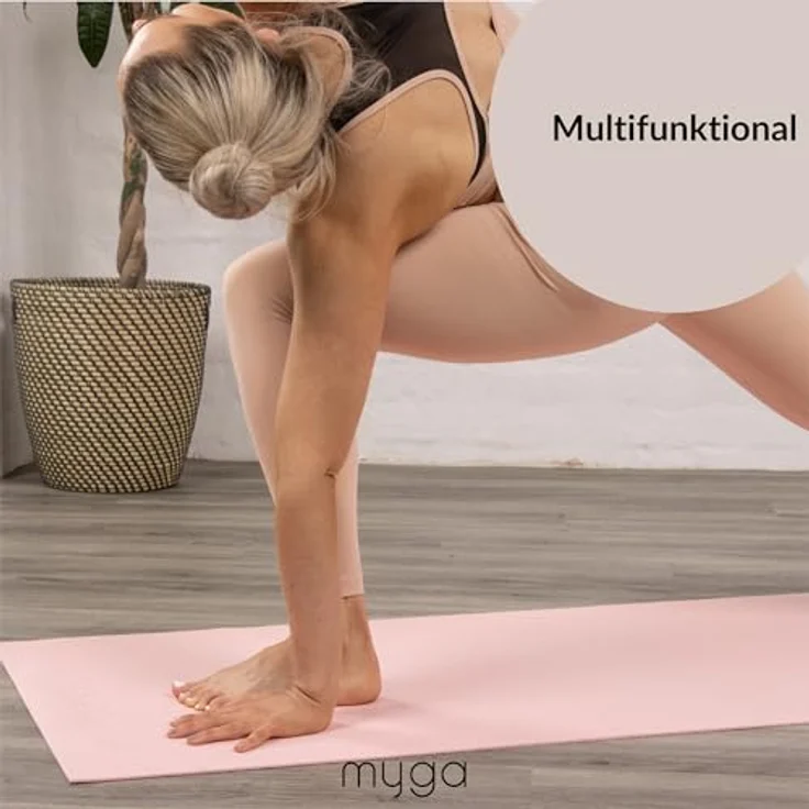 Myga Einsteiger-Yogamatte, rutschfest & leicht zu tragen, 4 mm dick, ideal für Yoga, Pilates & Fitness, 173 cm x 61 cm, rosa – Bild 5