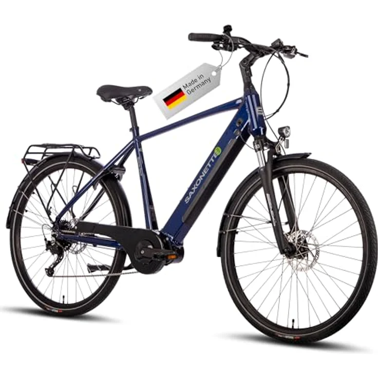 SAXONETTE E Bike Elektrofahrrad Herren mit 36V 11,4Ah 418Wh Akku, 120KM Reichweite, 9 Gäng Pedelec Herren Full Suspension, Mittelmotor 70NM, Größe 54cm – Bild 1