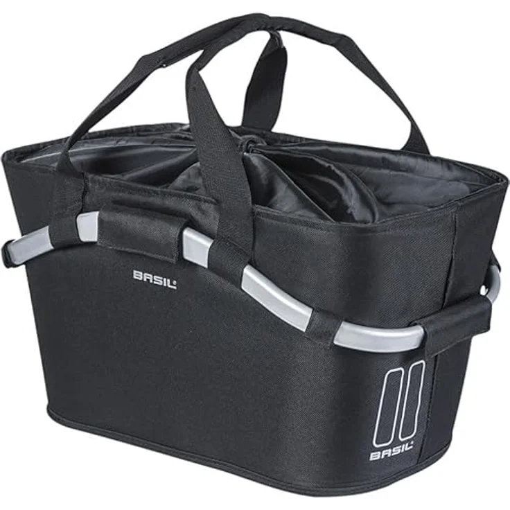 Basil Classic Carry All HR Hinterradkorb MIK, Schwarz – 22 Liter Volumen, wetterfest, abschließbares MIK-System, leicht abnehmbar, stilvolles Design – Bild 2