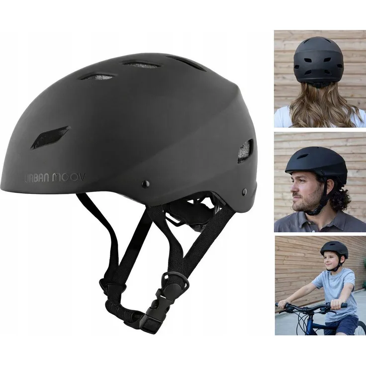 Tnb Urban Moov, Belüfteter Multisport-Helm für Kinder Unisex, Schwarz, Größe S (53-55 cm) mit LED-System und herausnehmbarer Polsterung