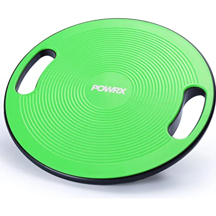 POWRX Balance Board inkl. Workout I Wackelbrett Ø 40cm mit Griffen I Therapiekreisel für propriozeptives Training und Physiotherapie versch. Farben Grün - Preisvergleich – Bild 1