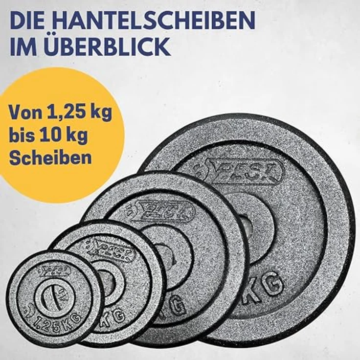 Best Sporting Gewichte Hantel PRO I Hantel Gewichte Set 1,25kg bis 10kg Gusseisen 30/31 mm für Kurz- und Langhanteln - Schwarz – Bild 2