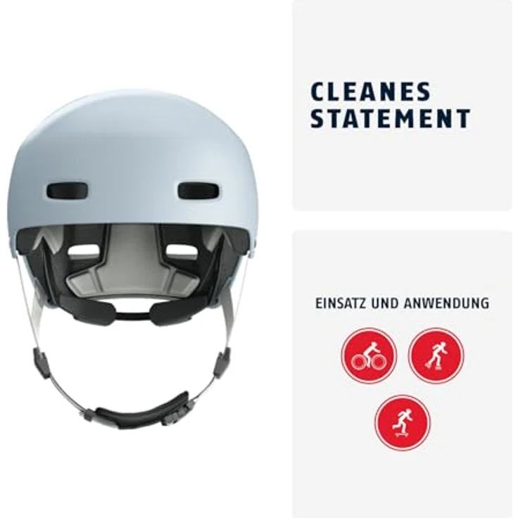 ABUS XOXO Fahrradhelm, Cityhelm im Skater-Look für Fahrrad, Skateboard und Scooter, mit optimiertem Kinnpolster, Größe S, Blau – Bild 2