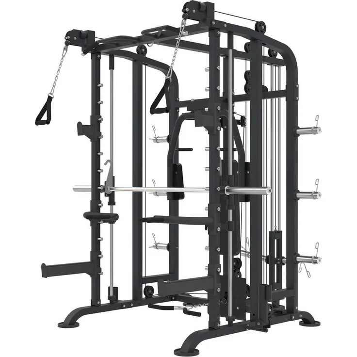 GORILLA SPORTS Kraftstation Multifunktionale, Power Rack, 50mm Stange, Latzug mit Kabelzuggriffen, 300 kg Max Gewicht - Fitnessstation, Smith Machine, Multi-Gym, Stahlrahmen – Bild 1
