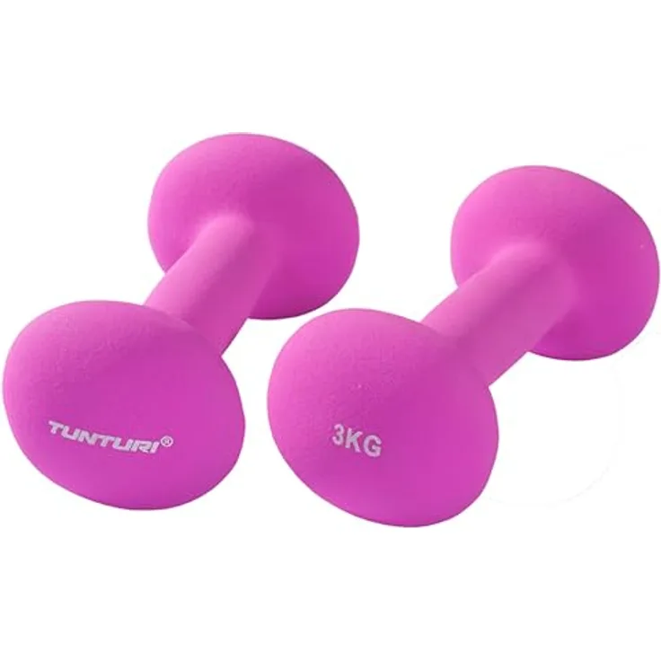 Tunturi 2er Set Kurzhantelset, Fitnessset, 3 kg, Bunte Neopren Hanteln für Ganzkörpertraining