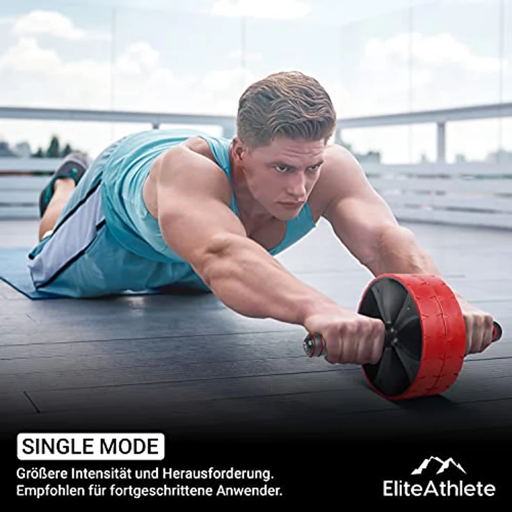 EliteAthlete Bauchroller Bauchmuskeltrainer - Bauchtrainer für Zuhause - Bauch Weg Abdominal Trainer - AB Wheel Roller inkl. gepolsterter Kniematte – Bild 3