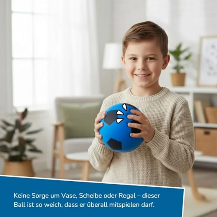 ALLDORO Schaumstoffball Ø 20 cm, blauer Fußball mit weichem Design, ideal für Kinder ab 0 Jahren – Bild 3